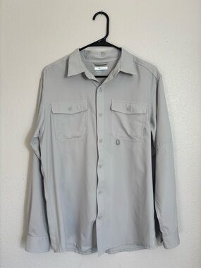 Columbia Omni-Shade Grey Men's Long Sleeve Vent Back Shirt, SZ S